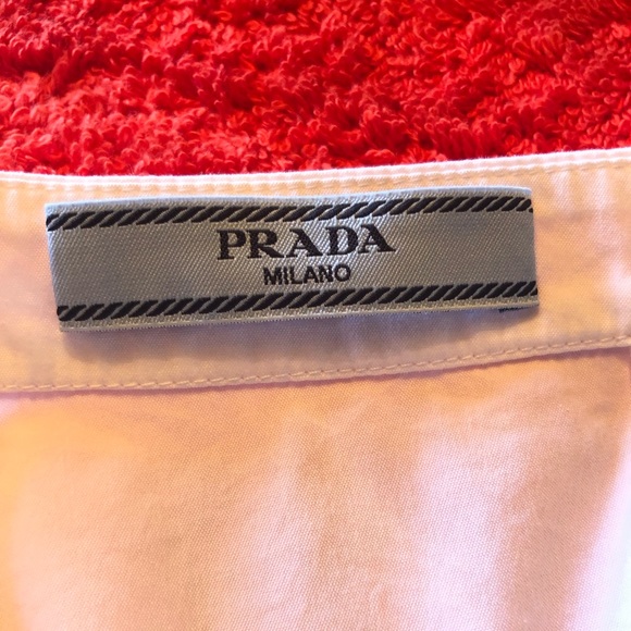 Prada white cotton blouse crystal cuffs - Picture 6 of 9